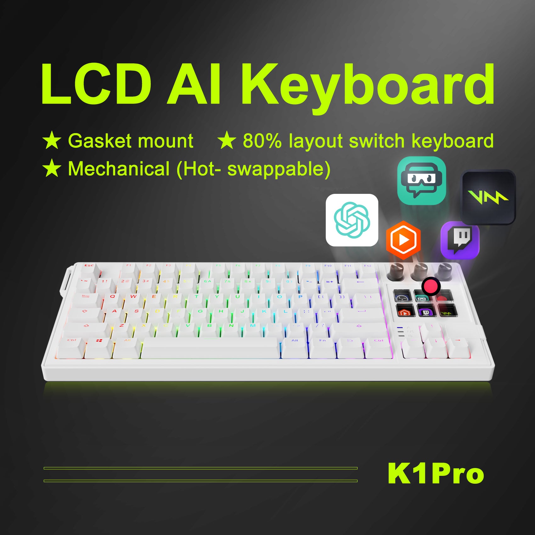 K1 PRO ハイブリッドキーボード 本体(lcd ai keyboard) ハイブリッドキーボード K1 PRO｜キングジム グレートワーク GREAT