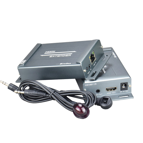 HSV891IR HDMI extender over TCP IP with audio extractor and IR reverse control