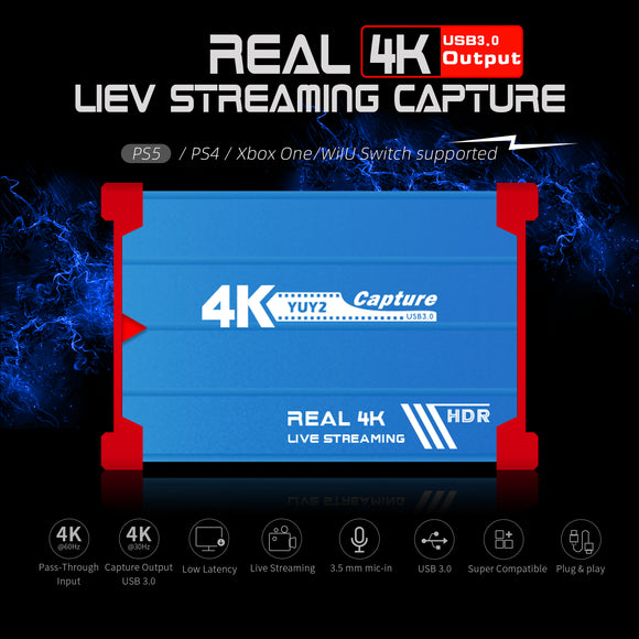 Mirabox® 2021 Real 4K USB3.0 Capture Card