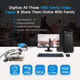 Video Tape to Digital CVBS S-Video HDMI Capture Video Digital Format from VCR's, AV, RCA, 8mm Film Hi8 Tape Player Cassette Camcorder Mini Dv Old Music Player